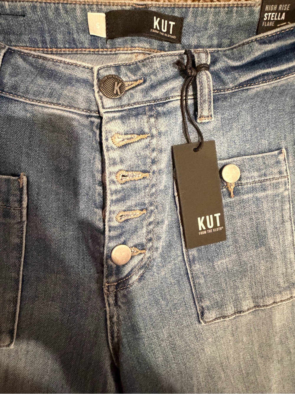 Kut from the Kloth Medium Wash Blue Flare Jeans - Picture 5 of 6